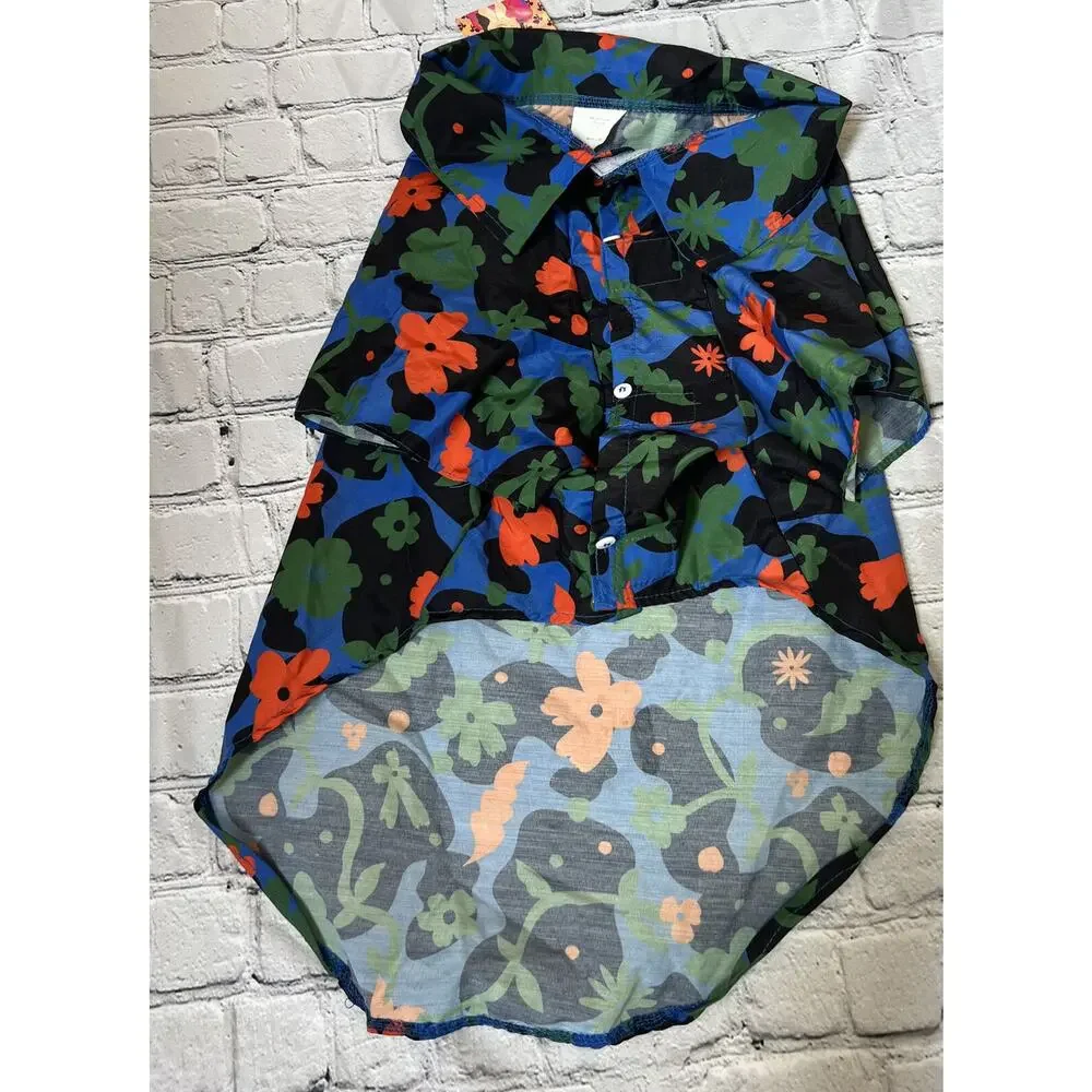 Dog Shirt Latino Heritage Month Vine Floral Hawaiian Print Top Size Large  NWT